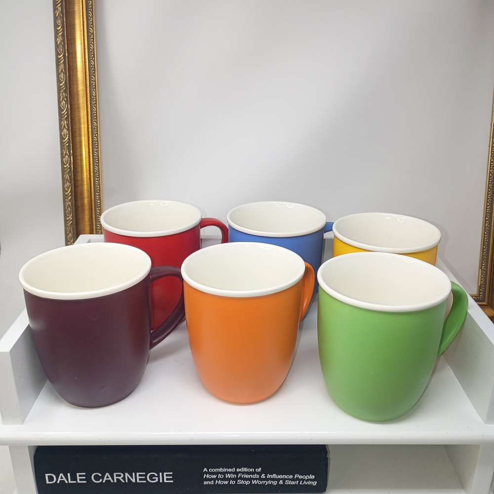 Colorful Ceramic Coffee Mugs - Set of 6 - Picture 2 of 7